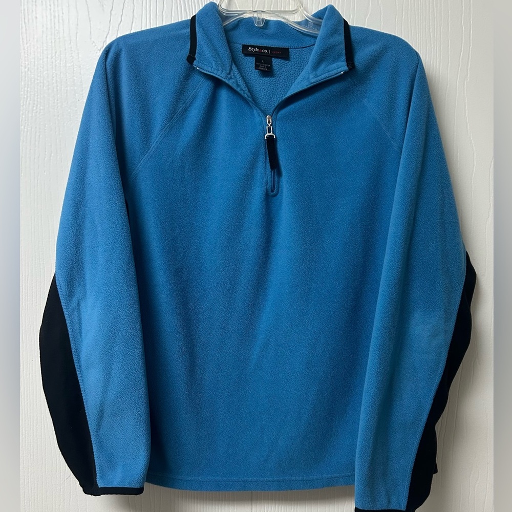 Women’s Blue and Black 1/4 Zip Fleece Sweater Size L